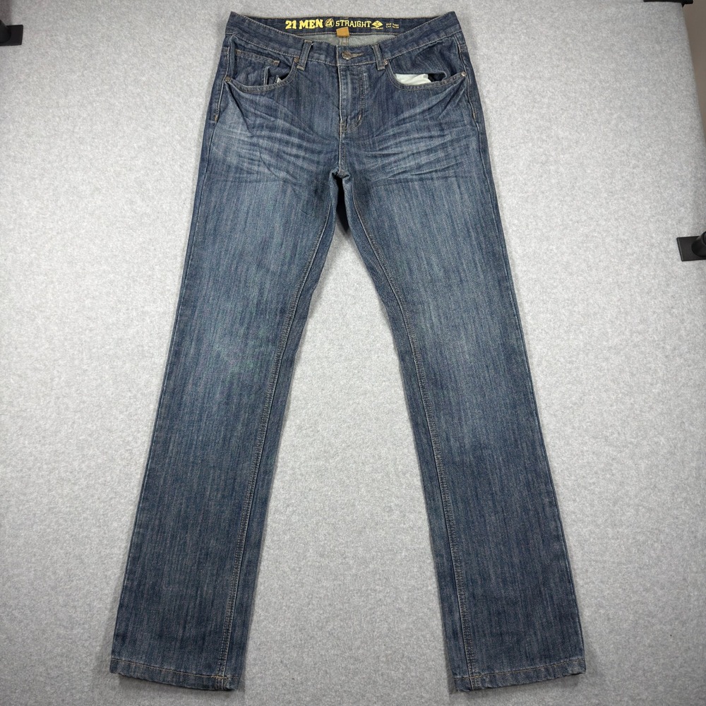 21 Men Forever 21 Straight Leg Jeans Blue Dark Wash Mens 30x32 Denim Pants